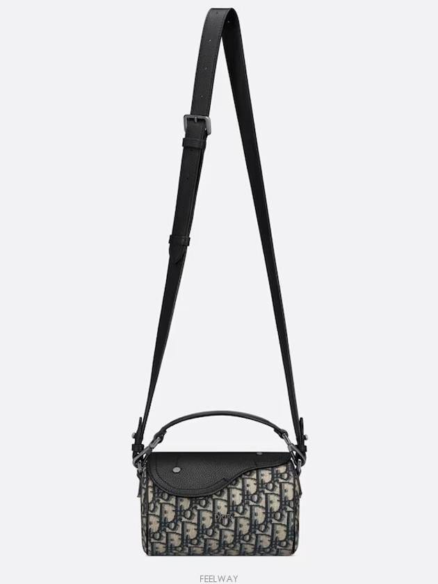 Roller Mini Oblique Jacquard Grained Calfskin Cross Bag Black Beige - DIOR - BALAAN 7