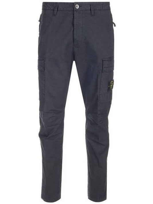Stretch Cotton Gabardine Garment Dyed Cargo Straight Pants Navy - STONE ISLAND - BALAAN 2
