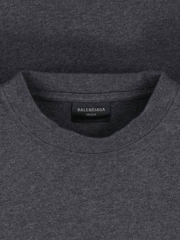 Embroidered Logo Cotton Long Sleeve T-Shirt Grey - BALENCIAGA - BALAAN 6