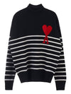 Men's Heart Logo Striped Turtleneck Black - AMI - BALAAN 2