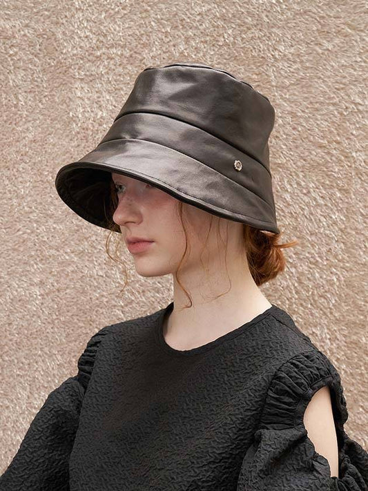 Le Petit Bucket Hat Lambskin Black - BROWN HAT - BALAAN 1