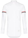 Oxford Striped Grosgrain Armband Classic Long Sleeve Shirt White - THOM BROWNE - BALAAN 2