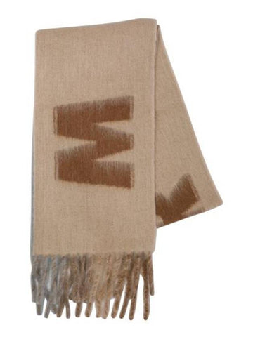 Logo Wool Mohair Blend Fringe Muffler Brown - MARNI - BALAAN 1