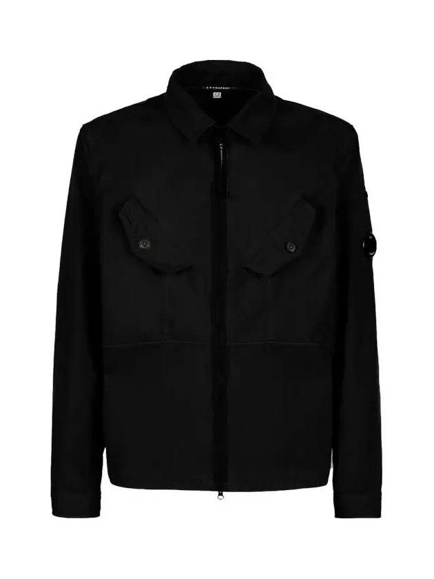 Men's Lens Wappen Two Pocket Zip Up Shirt Jacket Black - CP COMPANY - BALAAN 2