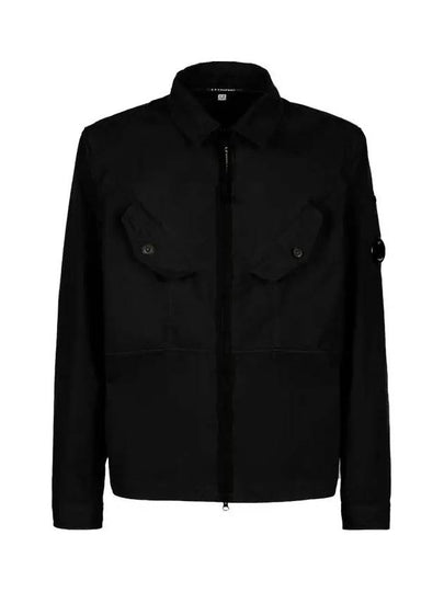 Men's Lens Wappen Two Pocket Zip Up Shirt Jacket Black - CP COMPANY - BALAAN 2