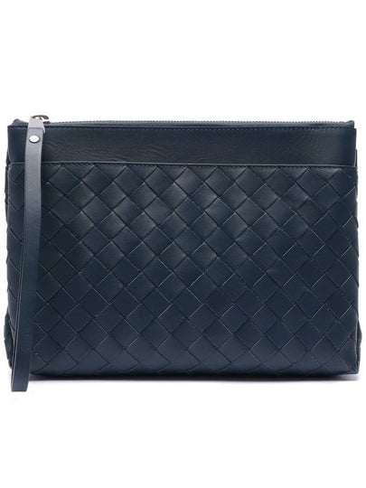 Intrecciato Leather Pouch Deep Blue - BOTTEGA VENETA - BALAAN 2