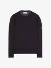 Logo Patch Crew Neck Cotton Nylon Knit Top Black - STONE ISLAND - BALAAN 2