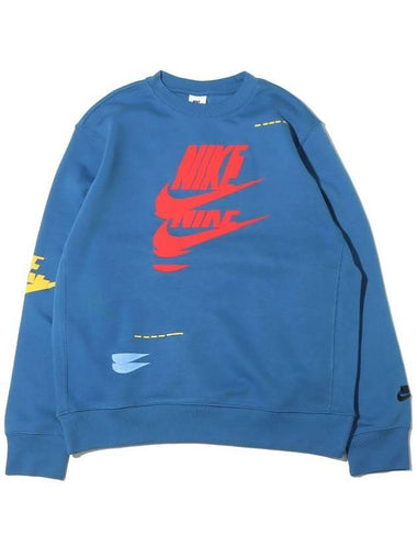 Sportswear Essential Fleece Crew Sweatshirt Dark Marina Blue - NIKE - BALAAN 1