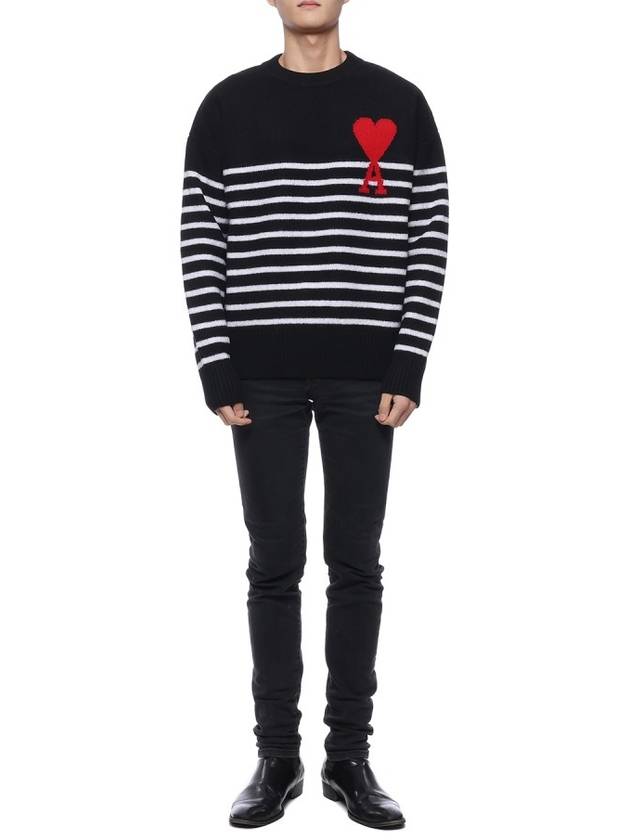 Men's Striped Overfit Knit Top Black - AMI - BALAAN.