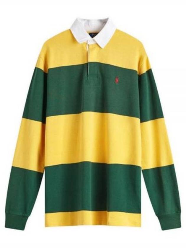 Stripe Classic Fit Long Sleeve PK Shirt Green Yellow - POLO RALPH LAUREN - BALAAN 2