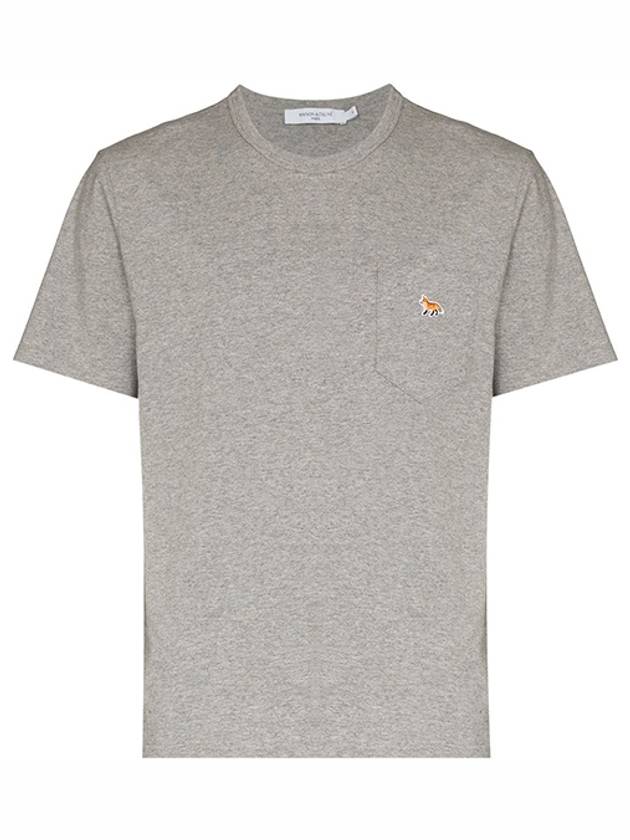 Baby Fox Patch Pocket Short Sleeve T-Shirt Grey Melange - MAISON KITSUNE - BALAAN 2