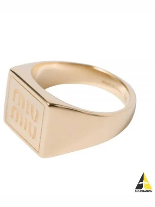 Engraved Logo Signet Metal Ring Gold - MIU MIU - BALAAN 2