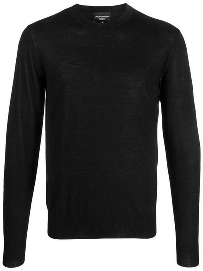 Men's Logo Crew Neck Knit Top Black - EMPORIO ARMANI - BALAAN 2