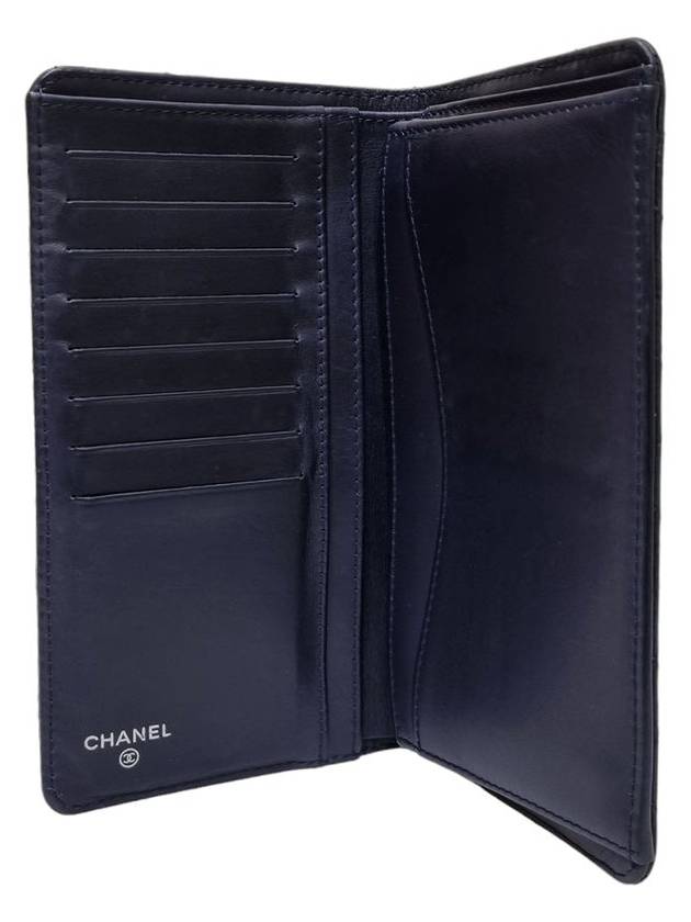 Women s A31509 Navy Caviar Skin CC Logo Silver Flap Long Wallet - CHANEL - BALAAN 8