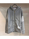 Engineered 4 Bar Diagonal Zip Up Hoodie Light Grey - THOM BROWNE - BALAAN 3