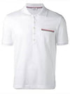 Men's Three Stripes Pocket Mercerized Short Sleeve Polo Shirt White - THOM BROWNE - BALAAN 2