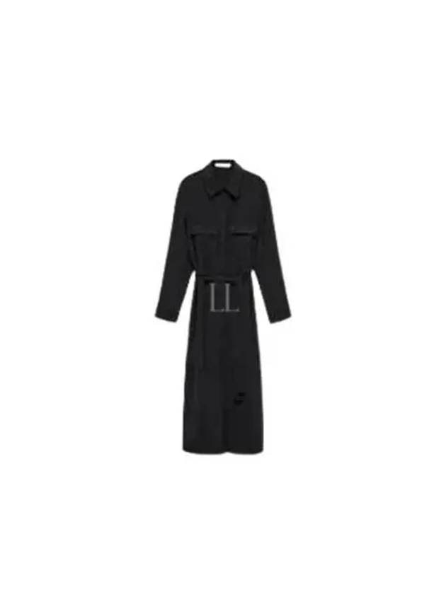 Women's Collar Belt Midi Dress Navy - JIL SANDER - BALAAN 2