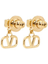 V Logo Signature Metal Rhinestone Earrings Pink Gold - VALENTINO - BALAAN 6