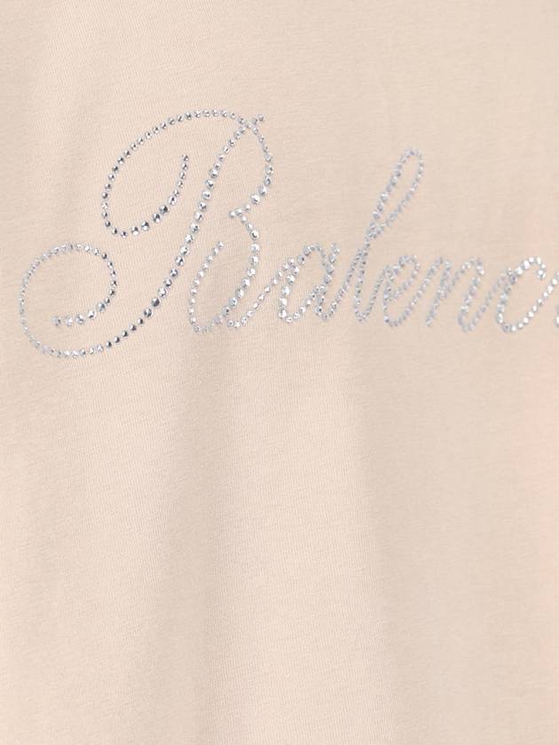 Logo Print Short Sleeve T-Shirt Beige - BALENCIAGA - BALAAN 4