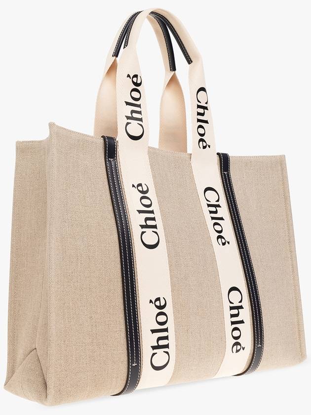 Woody Large Tote Bag Black Beige - CHLOE - BALAAN 5