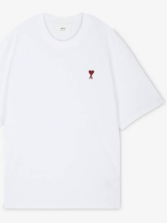 Small Heart Logo Boxy Fit Short Sleeve T-Shirt White - AMI - BALAAN 2