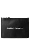 For Belongings Logo Print Clutch Bag Black - OFF WHITE - BALAAN 2