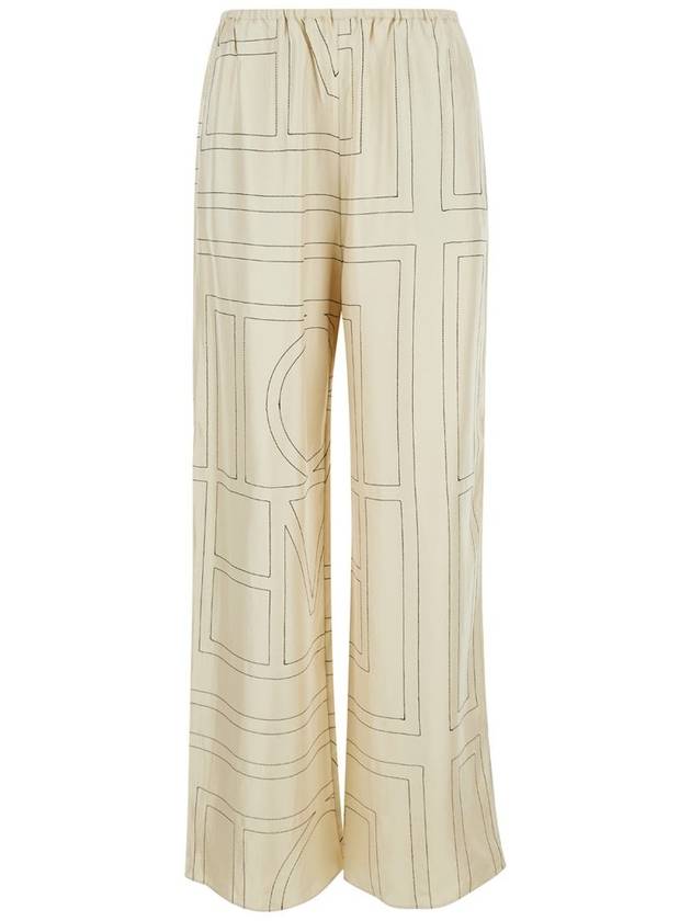 Silk Monogram Print Pyjamas Straight Pants Ivory - TOTEME - BALAAN 2