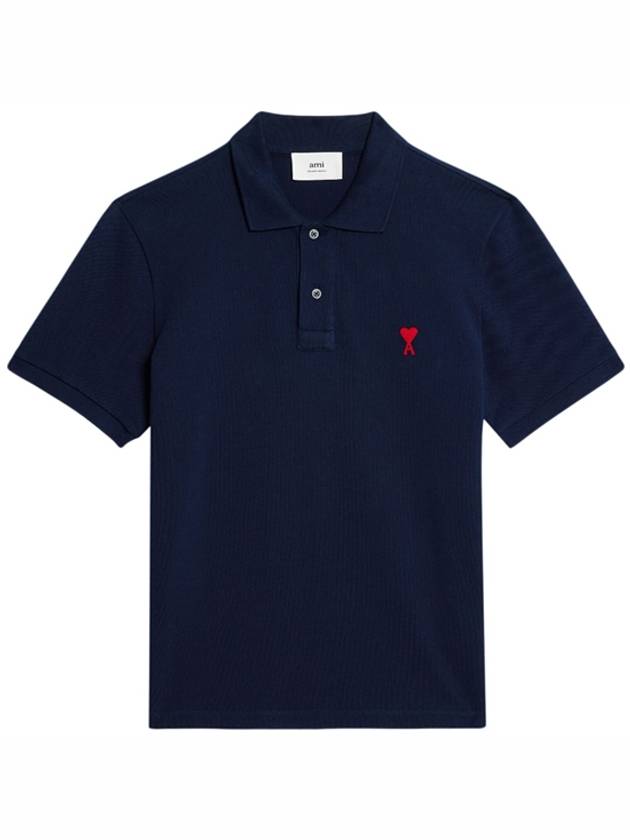 Small Heart Logo Polo Shirt Nautic Blue - AMI - BALAAN 2