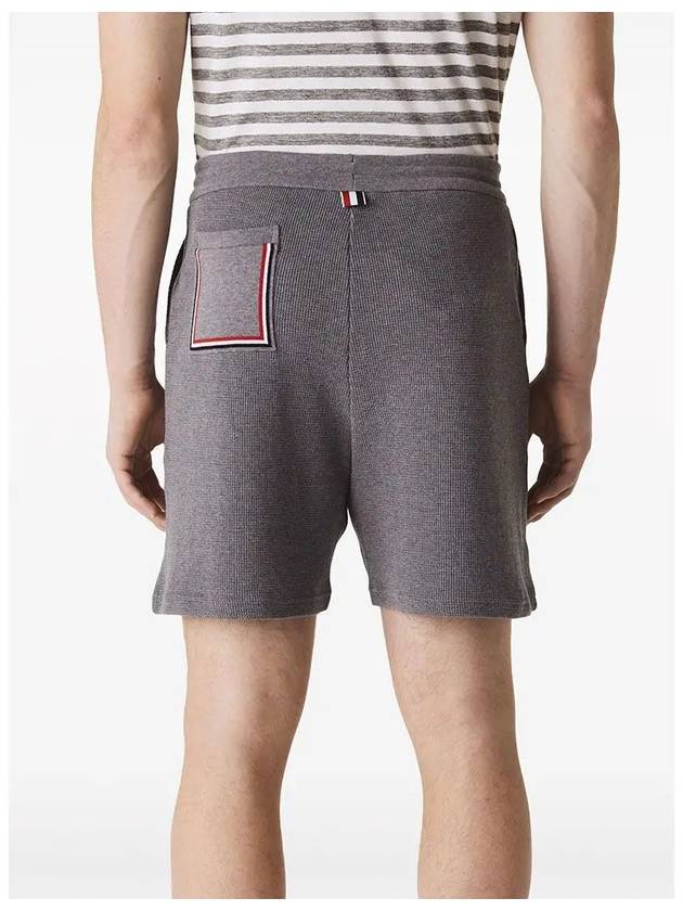 Men's Textured Cotton Shorts Grey - THOM BROWNE - BALAAN 5