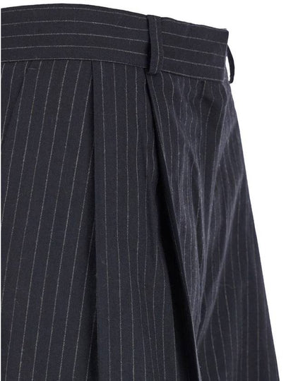 Blue Pinstriped Pants With High Waist And Belt Loops In Wool Blend Woman - TOTEME - BALAAN 2