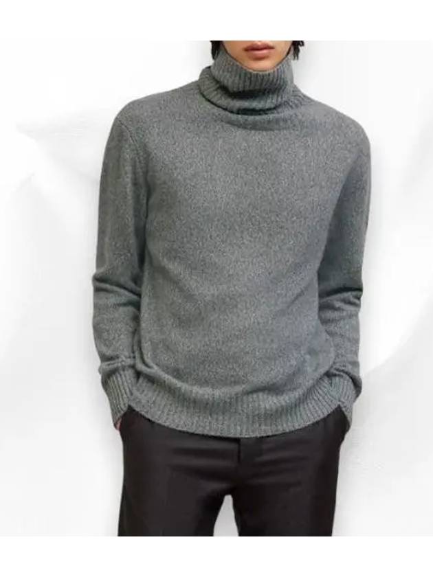 Heart Logo Cashmere Turtleneck Grey - AMI - BALAAN 4