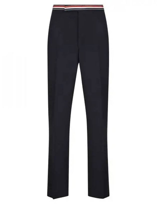 Low Rise Backstrap Super 120 Twill Straight Pants Navy - THOM BROWNE - BALAAN 2