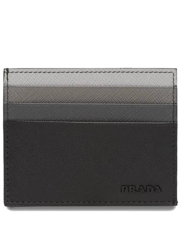 Logo Saffiano Ladder Card Wallet Gray Black - PRADA - BALAAN 3