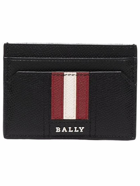 Tar Embossed Leather Card Wallet Black - BALLY - BALAAN.