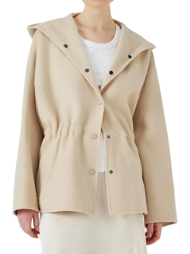 Gennaio Hooded Wool Single Coat Sand - MAX MARA - BALAAN 3