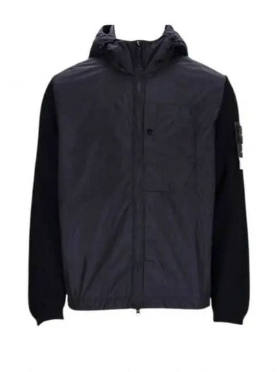 Nylon Wool Zip-Up Hoodie Black - STONE ISLAND - BALAAN 2