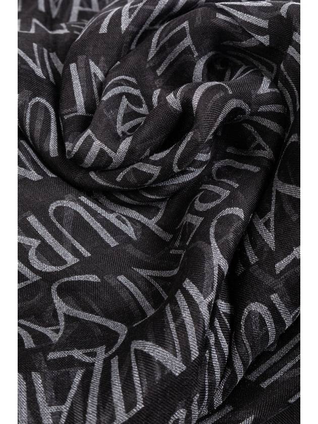 Logo Square Large Scarf Black - SAINT LAURENT - BALAAN 4