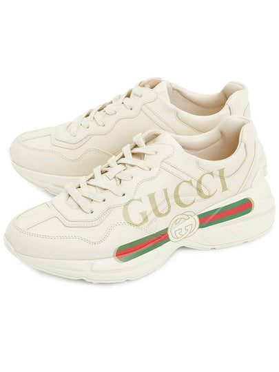 Rhyton Leather Sneakers Logo Ivory - GUCCI - BALAAN 2