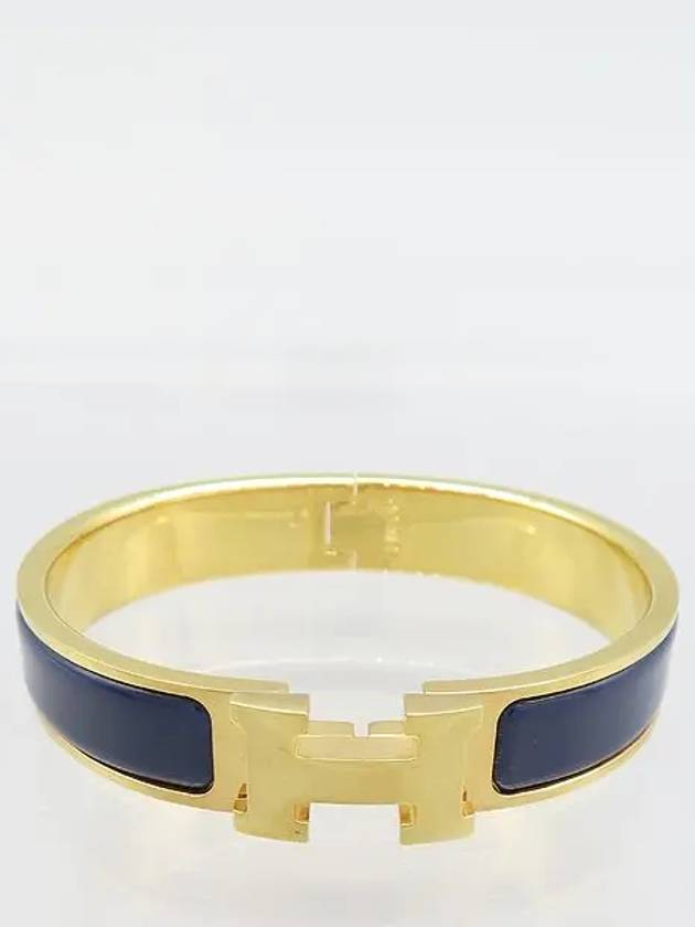 CLIC Click Ash gold plated dark blue color PM bangle bracelet - HERMES - BALAAN 2