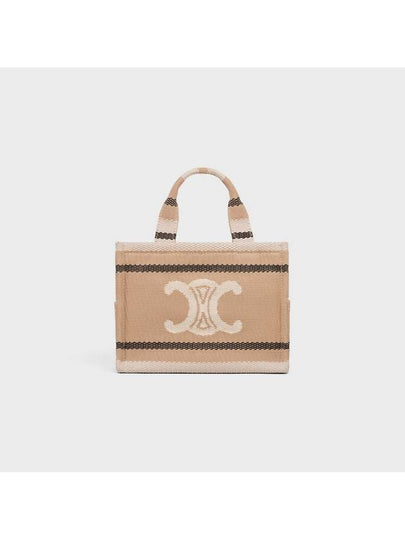 Small Cabas Thais Stripe Tote Bag Beige - CELINE - BALAAN 2