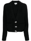 butterfly button alpaca wool cardigan black - GANNI - BALAAN 2