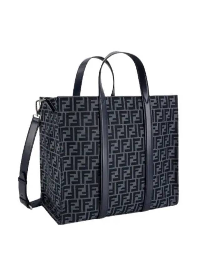 FF Jacquard Fabric Shopper Tote Bag Navy - FENDI - BALAAN 4