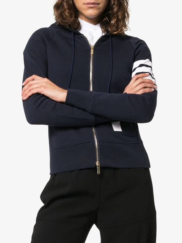 Engineered 4-Bar Stripe Loopback Jersey Knit Zip Up Hoodie Navy - THOM BROWNE - BALAAN 5