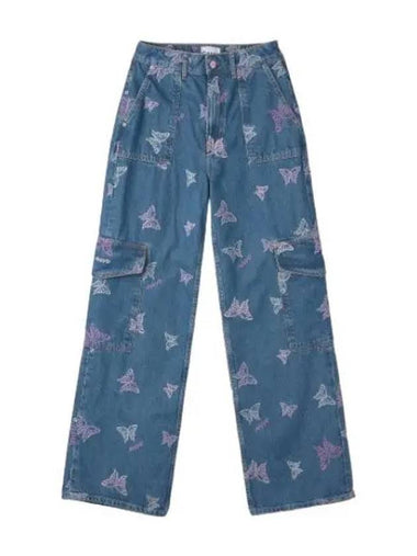 Butterfly logo denim pants - GANNI - BALAAN 1