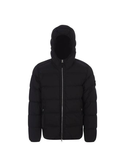 Seamless Logo Nylon Hooded Padded Jacket Black - STONE ISLAND - BALAAN 1