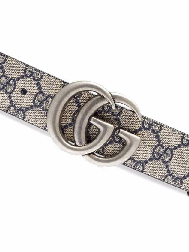 GG Marmont Reversible Leather Belt Blue Beige - GUCCI - BALAAN 3