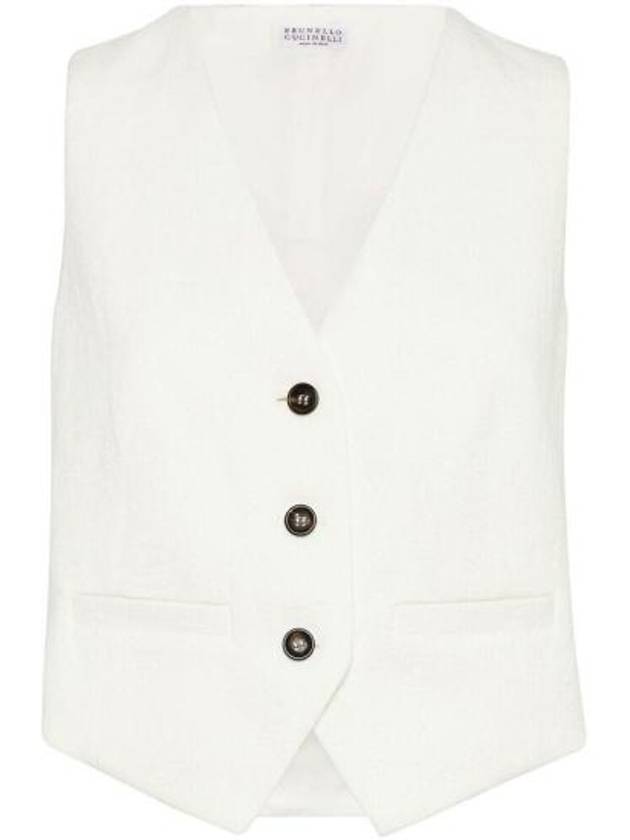 Clothing Waistcoat MH571HU846 C001 WHITE WHITE - BRUNELLO CUCINELLI - BALAAN 1