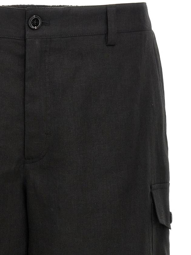 Black Bermuda Shorts With Logo Patch In Linen Man - DOLCE&GABBANA - BALAAN 3