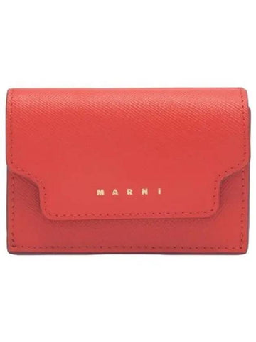 Saffiano Leather Short Wallet Indian Orange - MARNI - BALAAN 1