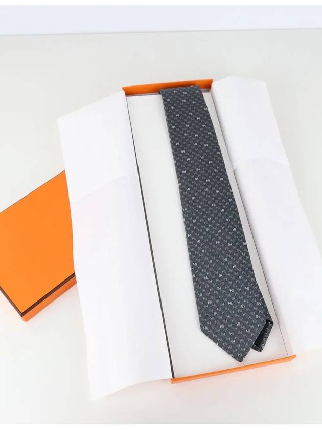 H Speed ​​Silk Tie Grey - HERMES - BALAAN 4